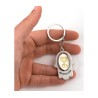 Silver Hamsa Key Chain with Swivel Center Gold ... | Judaica Keychains