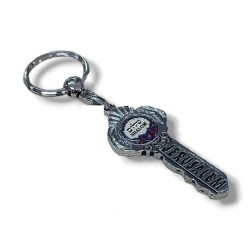 Metal Key Ring in Shape of Key Shalom and Jerus... | Judaica Keychains
