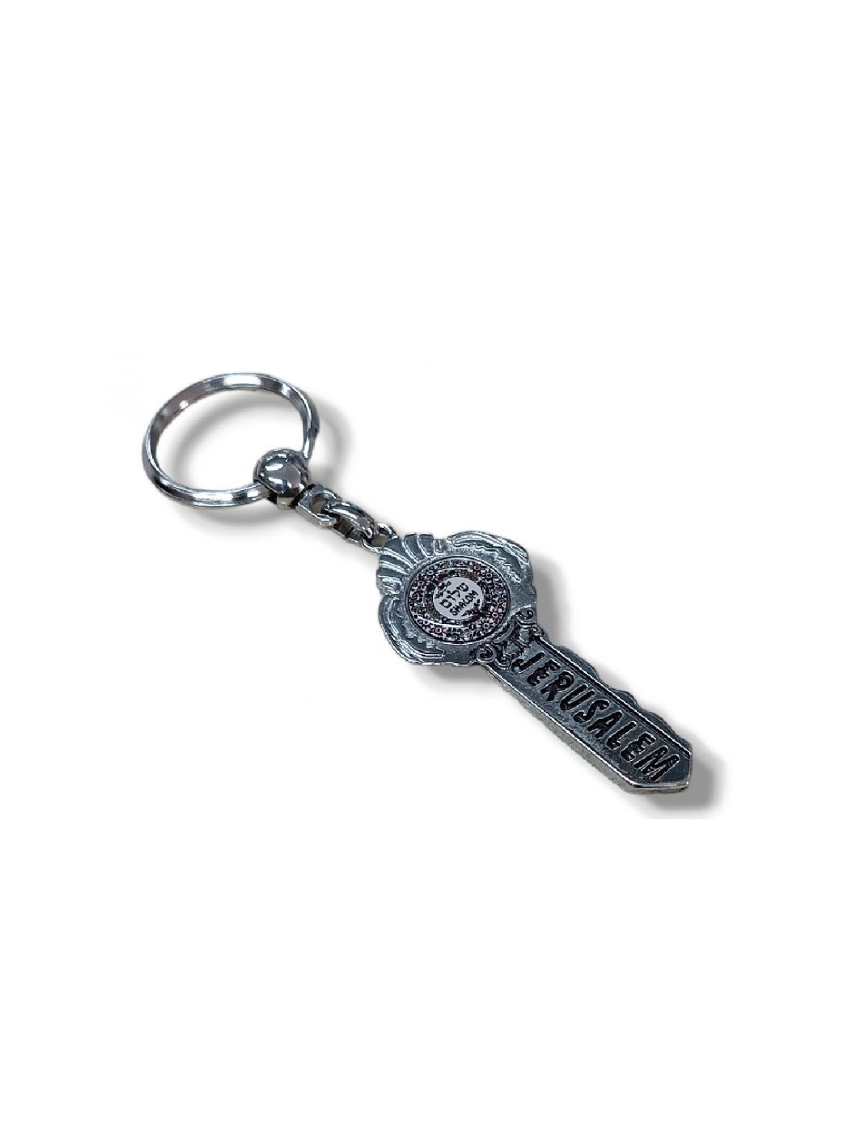Metal Key Ring in Shape of Key Shalom | Judaica Keychains