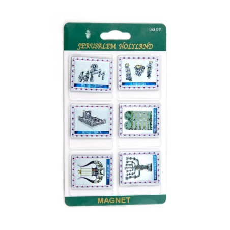 Pack of Six Luminous Silver Holy Land Fridge Magne... | Jewish Magnets