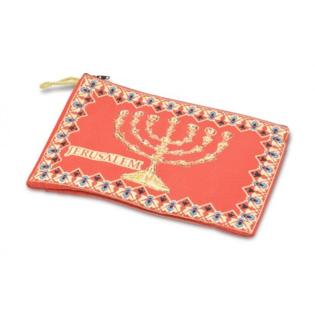Embroidered Large Fabric Purse Seven Bran... | Jewish Gift from Israel