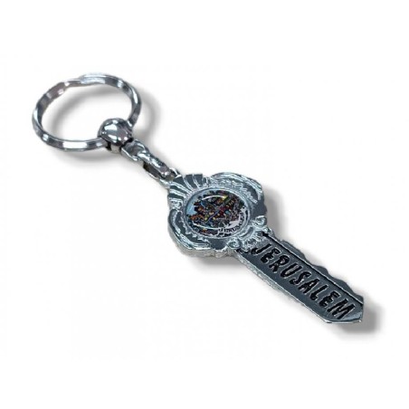 Metal Key Ring in Shape of Key Jerusalem | Judaica Keychains