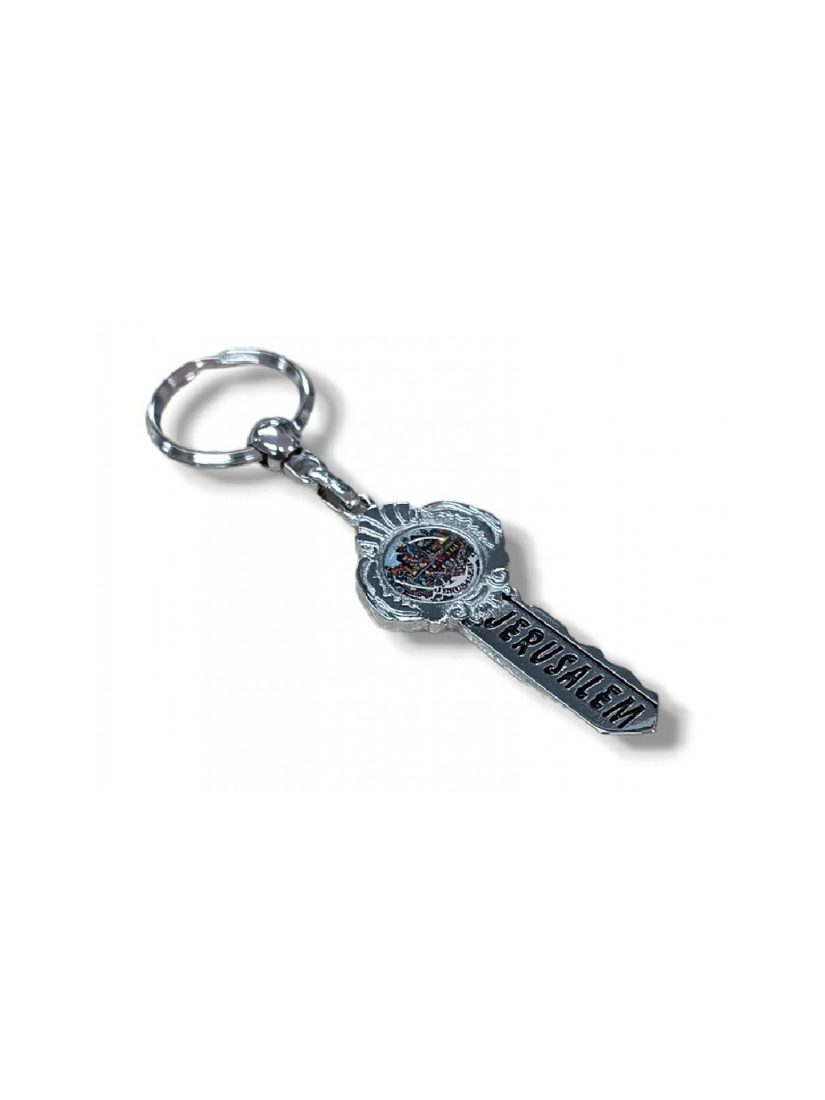 Metal Key Ring in Shape of Key Jerusalem | Judaica Keychains
