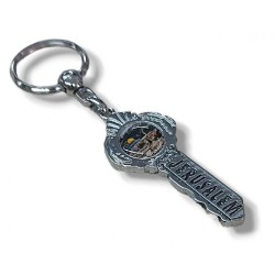 Metal Key Ring in Shape of Key Jerusalem | Judaica Keychains