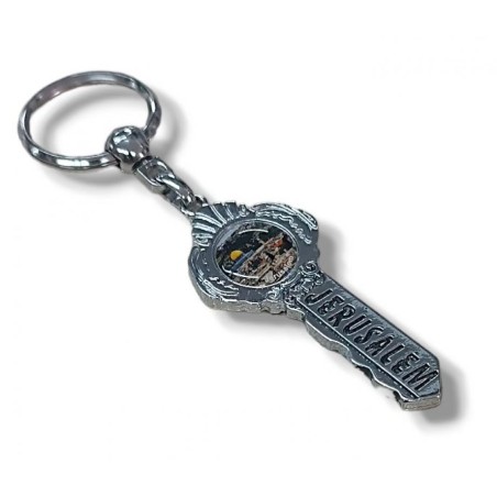Metal Key Ring in Shape of Key Jerusalem | Judaica Keychains