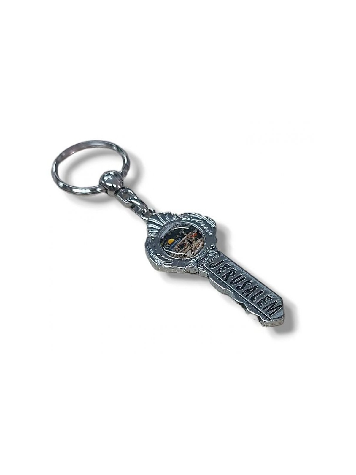 Metal Key Ring in Shape of Key Jerusalem | Judaica Keychains