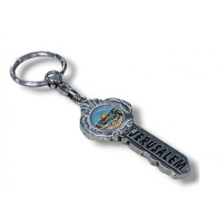 Metal Key Ring in Shape of Key Jerusalem | Judaica Keychains