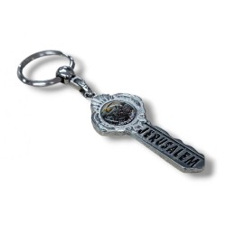 Metal Key Ring in Shape of Key Jerusalem | Judaica Keychains