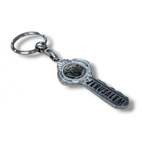 Metal Key Ring in Shape of Key Jerusalem | Judaica Keychains