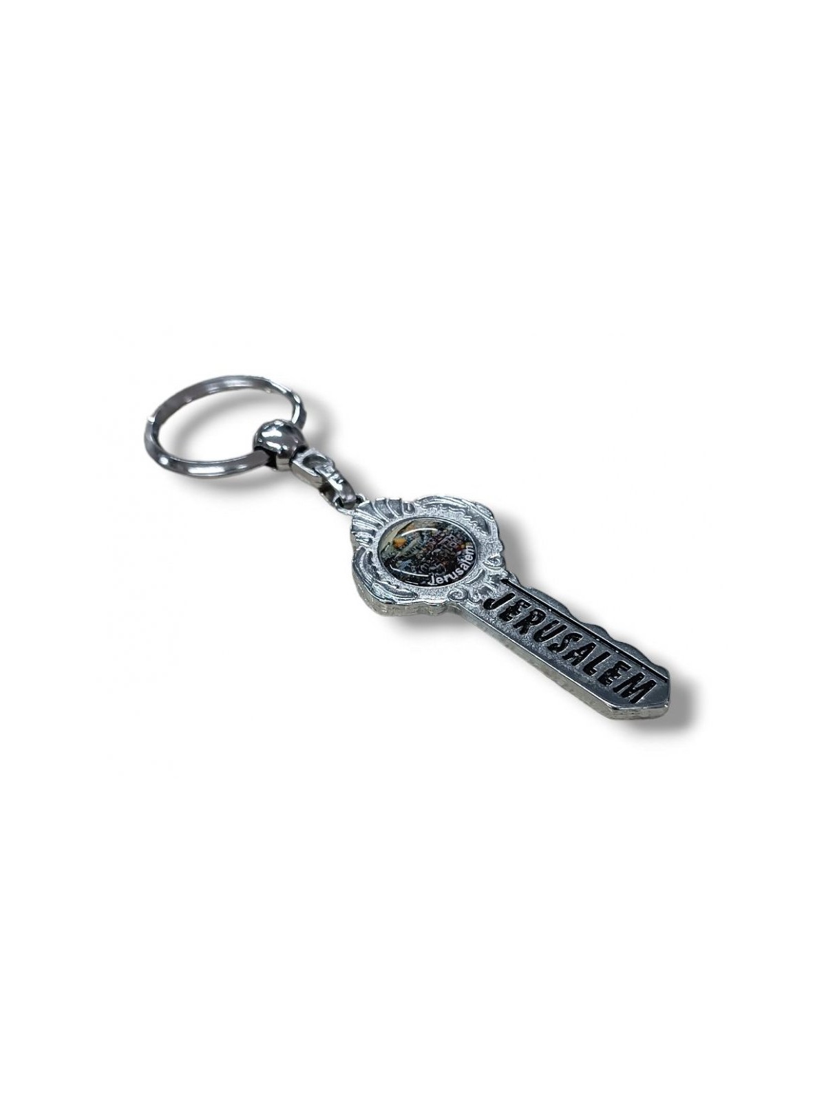 Metal Key Ring in Shape of Key Jerusalem | Judaica Keychains