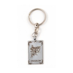 Dog Tag Key Ring Framed Jerusalem Images Stainl... | Judaica Keychains