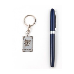 Dog Tag Key Ring Framed Jerusalem Images Stainl... | Judaica Keychains