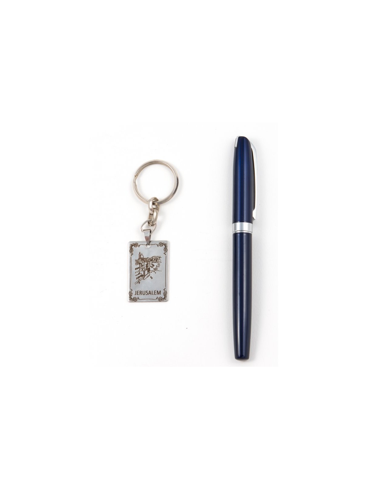 Dog Tag Key Ring Framed Jerusalem Images Stainl... | Judaica Keychains