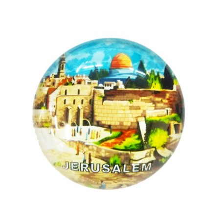 Rounded Glass Magnet Western Wall View | Jewish Magnets