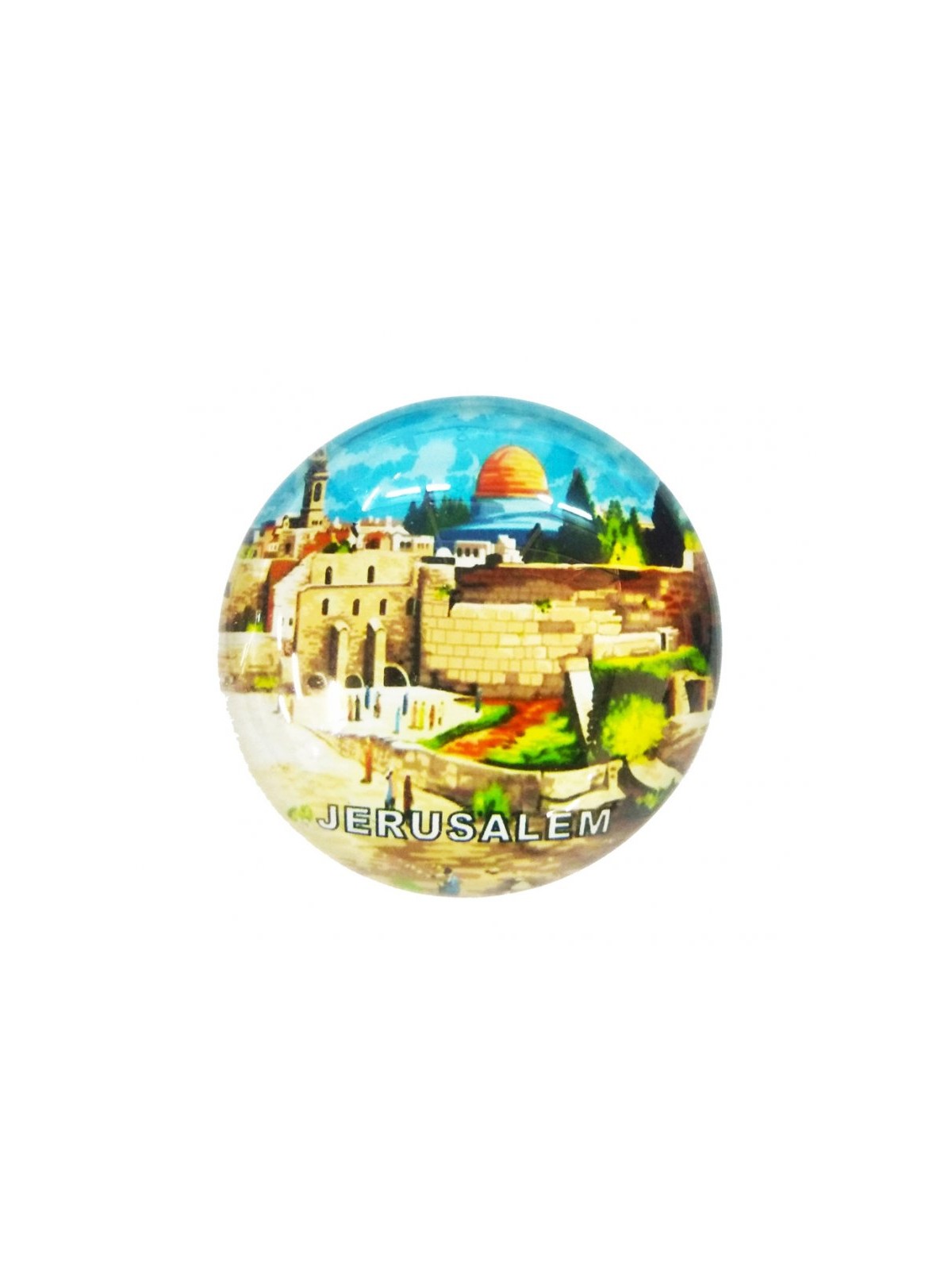Rounded Glass Magnet Western Wall View | Jewish Magnets