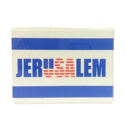 Aimant en céramique Jérusalem et États-Unis en bleu et blanc | Aimants juifs