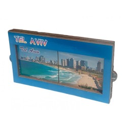 Colorful Wood Magnet with Pull Out Sides Tell Aviv... | Jewish Magnets