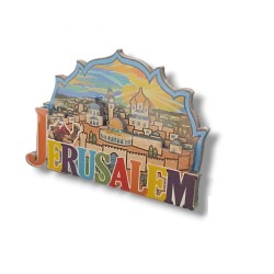 Colorful Cut Out Magnet Wood and Epoxy 3D Jerusale... | Jewish Magnets