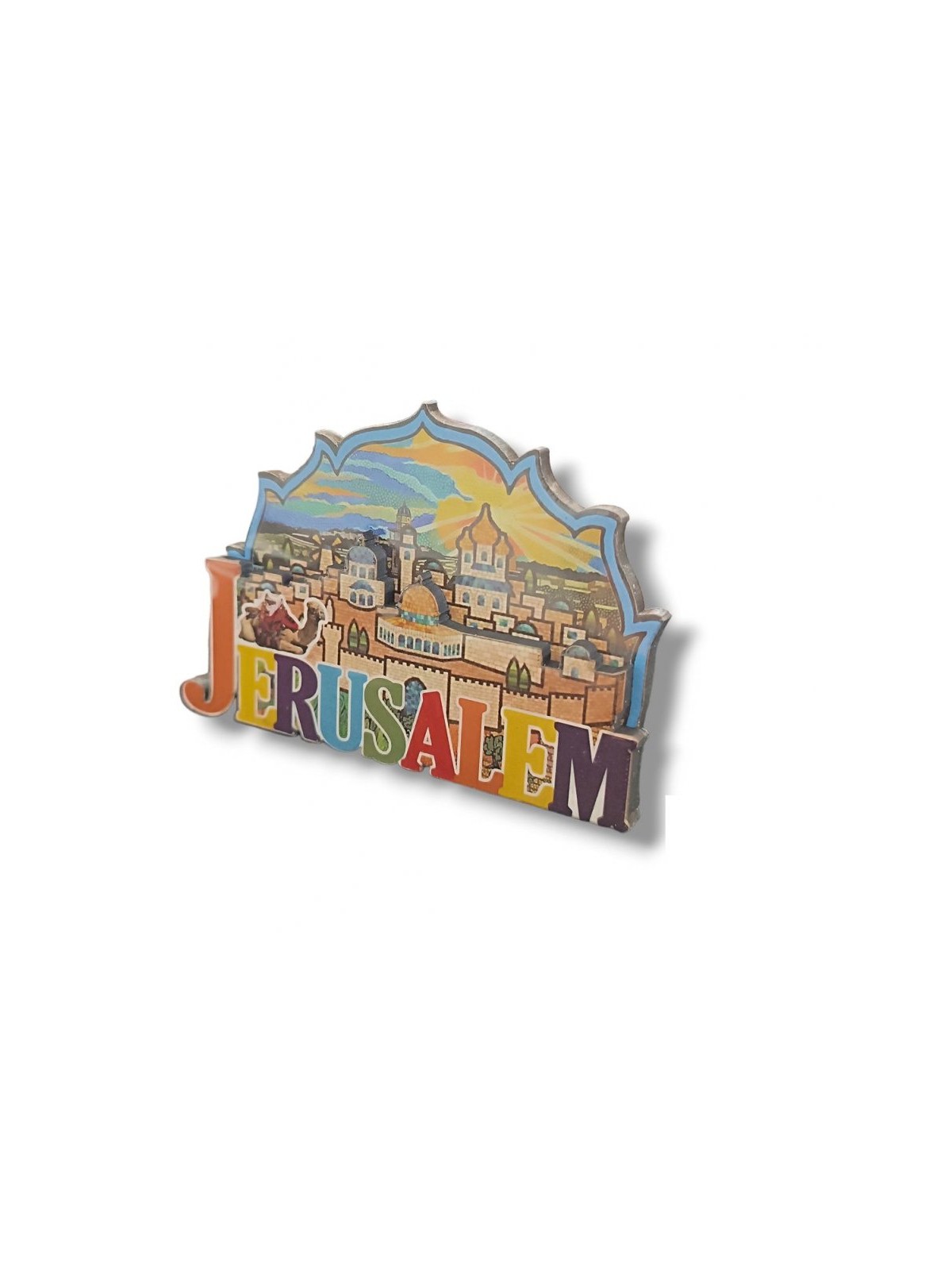 Colorful Cut Out Magnet Wood and Epoxy 3D Jerusale... | Jewish Magnets
