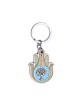 Tree of Life Hamsa Key Ring in Light Blue by Es... | Judaica Keychains