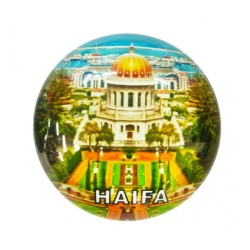 Rounded Glass Magnet %96 Bahai Gardens with Port o... | Jewish Magnets