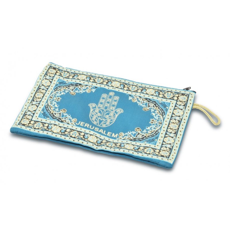 Embroidered Fabric Purse Teal Hamsa with ... | Jewish Gift from Israel