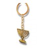 Gold Key Chain with Chanukah Menorah and Star o... | Judaica Keychains