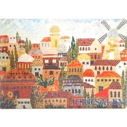 Ceramic Magnet Colorful Jerusalem and its Landmark... | Jewish Magnets