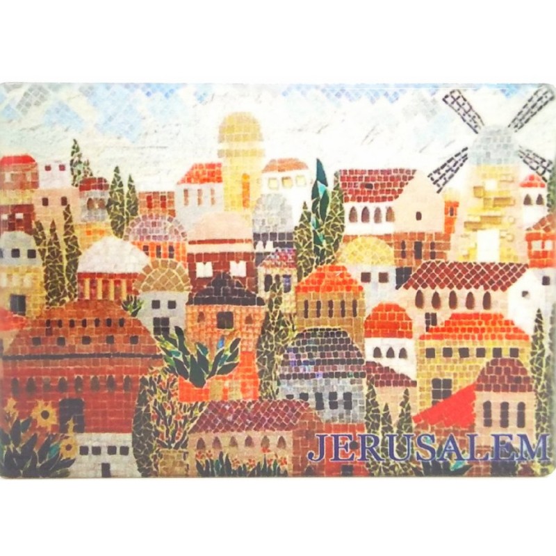 Ceramic Magnet Colorful Jerusalem and its Landmark... | Jewish Magnets