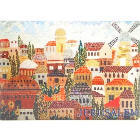 Ceramic Magnet Colorful Jerusalem and its Landmark... | Jewish Magnets