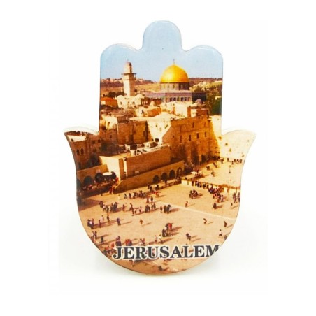 Ceramic Hamsa Magnet Jerusalem of Gold with the Do... | Jewish Magnets