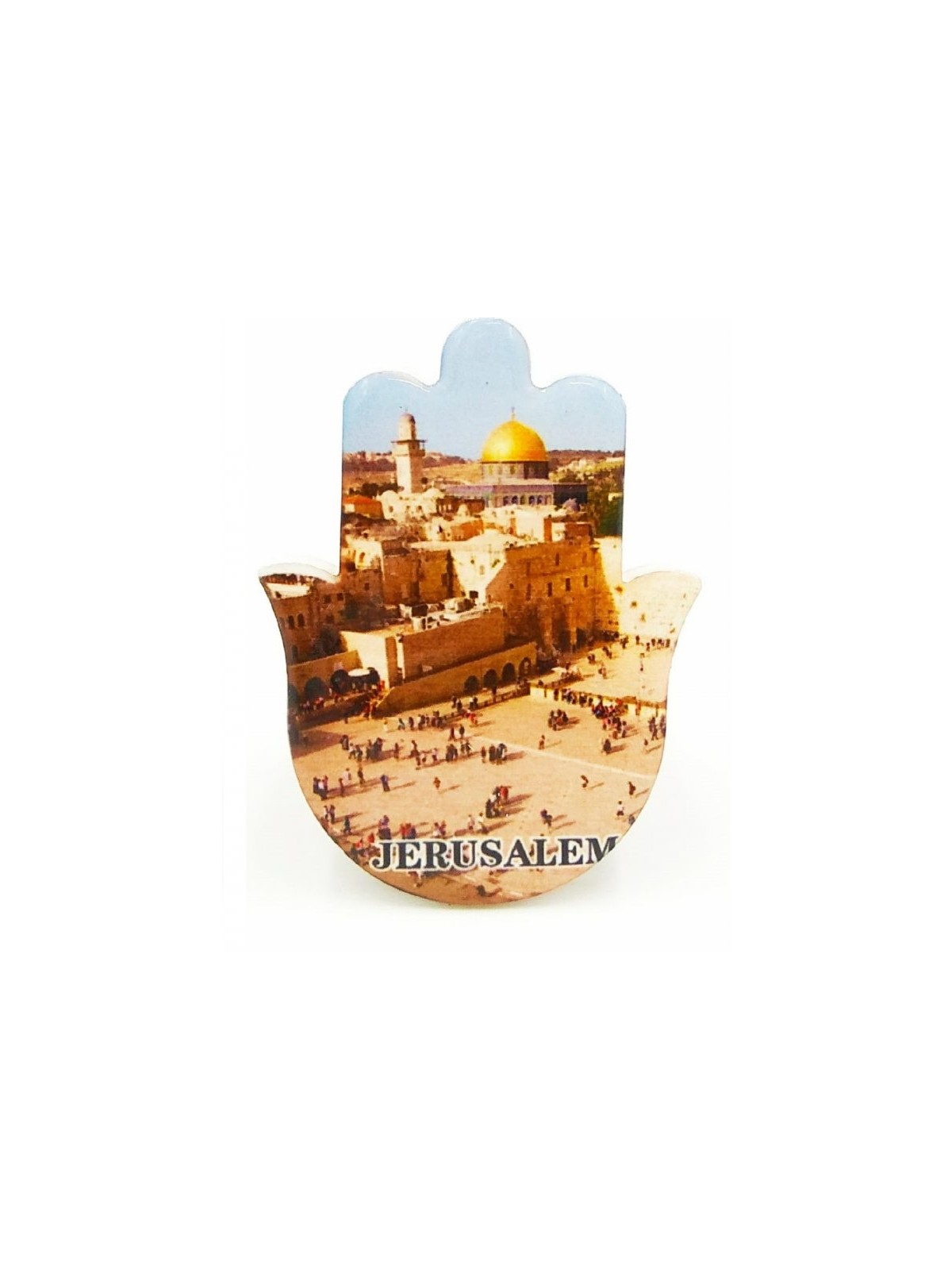Ceramic Hamsa Magnet Jerusalem of Gold with the Do... | Jewish Magnets