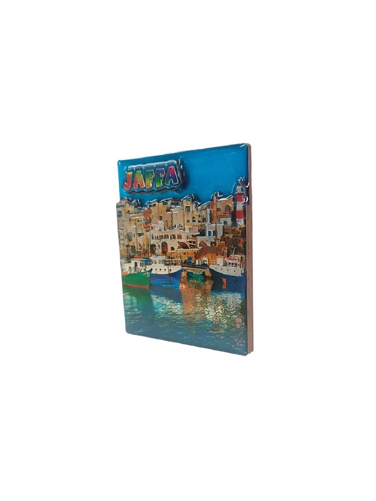 Gleaming Colorful 3D Magnet Wood and Epoxy Jaffa Port | Jewish Magnets