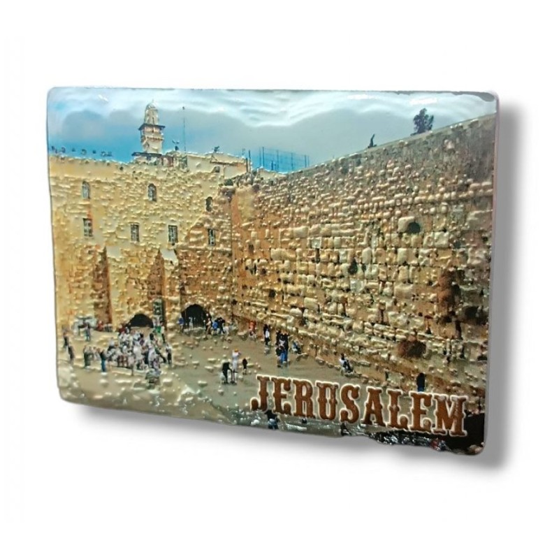 Textured Ceramic Magnet Western Wall with JERUSALE... | Jewish Magnets