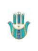 Pewter Wall Hamsa by Ester Shahaf Turquoise Doves | Hamsa Hands