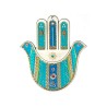 Pewter Wall Hamsa by Ester Shahaf Turquoise Doves | Hamsa Hands