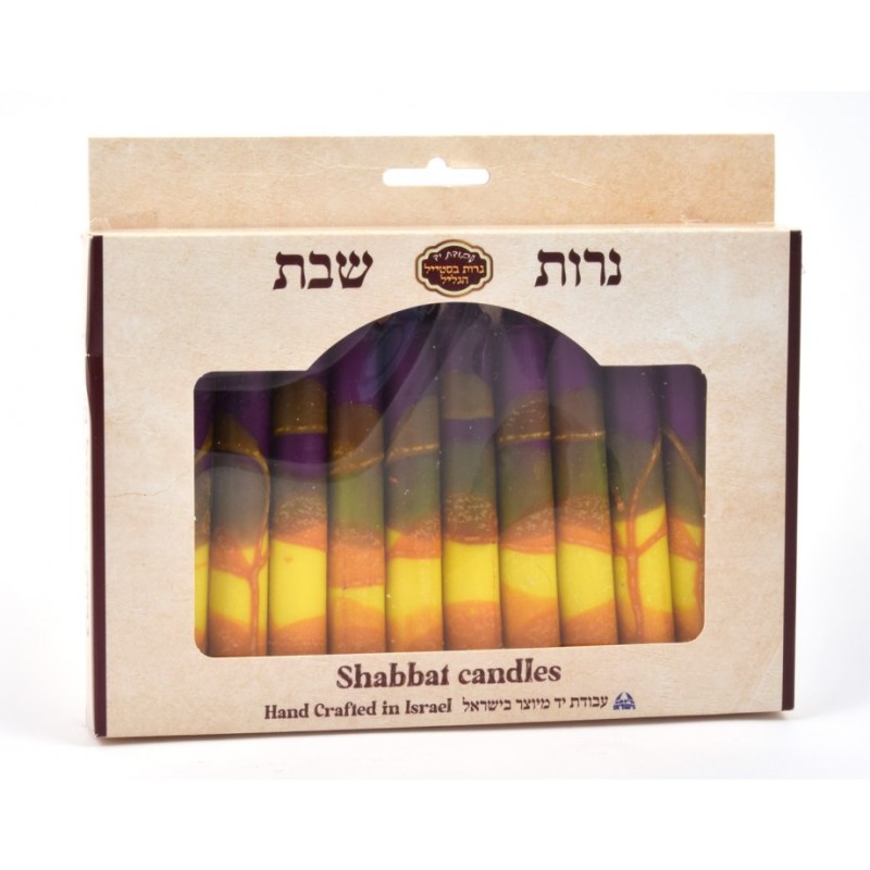 Decorative Handmade Galilee Shabbat Candles Purpl... | Sabbath Candles