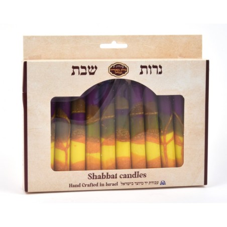 Decorative Handmade Galilee Shabbat Candles Purpl... | Sabbath Candles