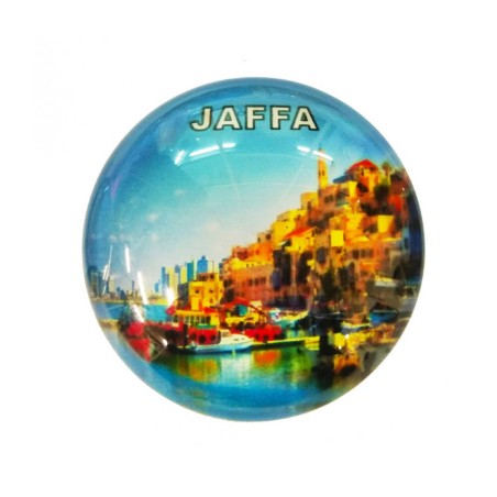 Rounded Glass Magnet Port of Jaffa | Jewish Magnets