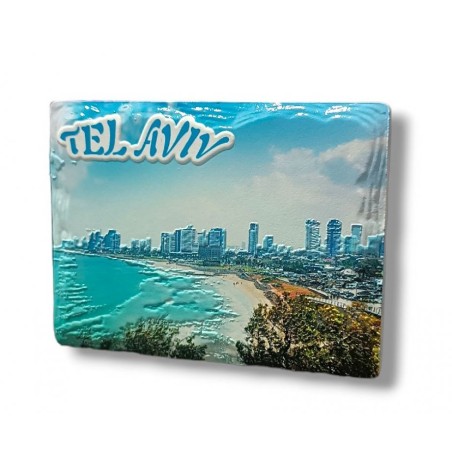 Textured Ceramic Magnet %96 Colorful Tel Aviv Seas... | Jewish Magnets