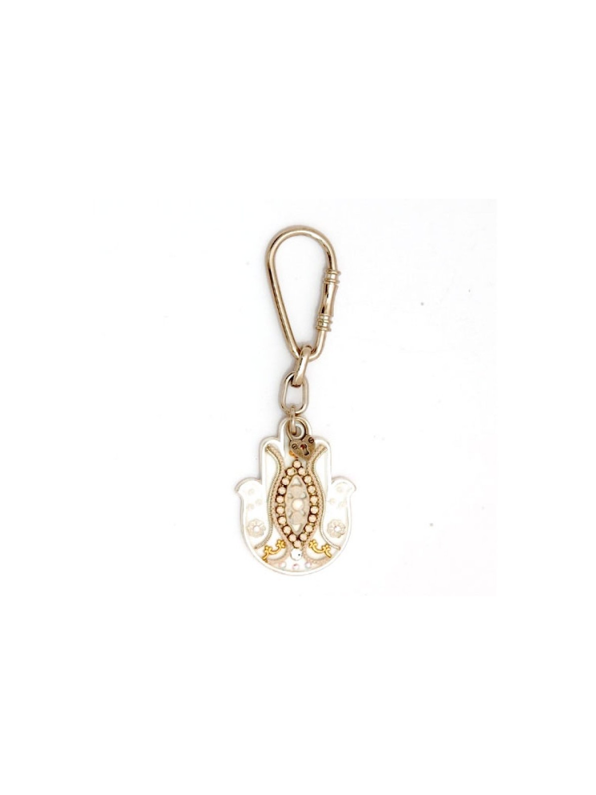 White Gold Hamsa Key Chain by Ester Shahaf | Judaica Keychains