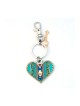 Blue Green Heart Keychain by Ester Shahaf | Judaica Keychains