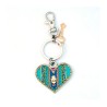 Blue Green Heart Keychain by Ester Shahaf | Judaica Keychains