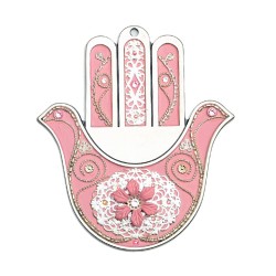 Pink Dove Wall Hamsa by Ester Shahaf | Hamsa Hands