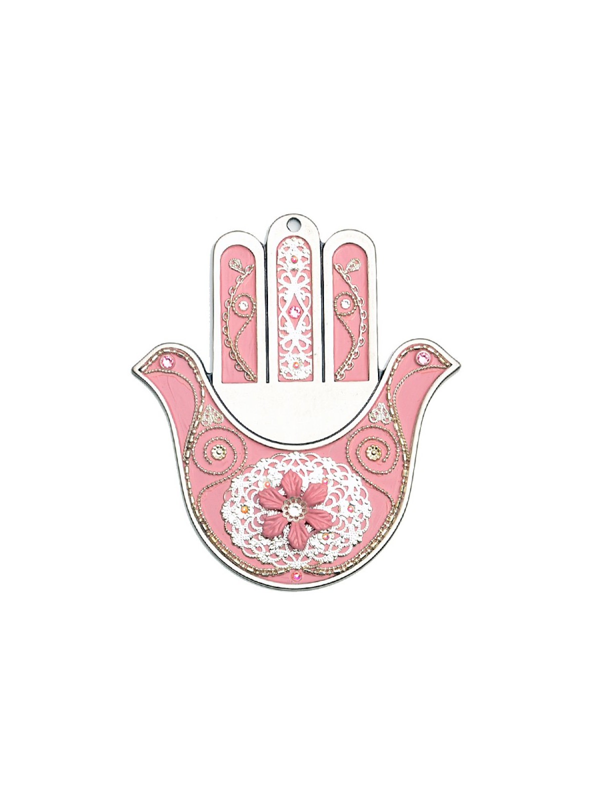 Pink Dove Wall Hamsa by Ester Shahaf | Hamsa Hands