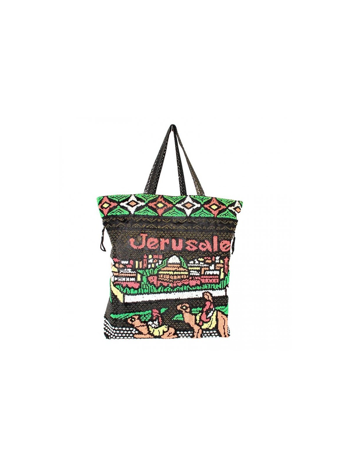 Colorfully Beaded Fabric Tote Bag with Je... | Jewish Gift from Israel