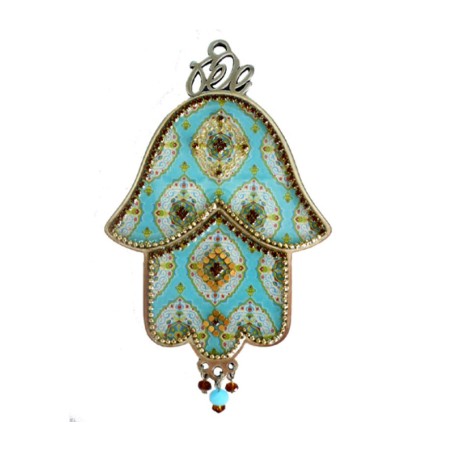 Iris Design Hamsa Wall Plaque Beaded Geometric Design... | Hamsa Hands