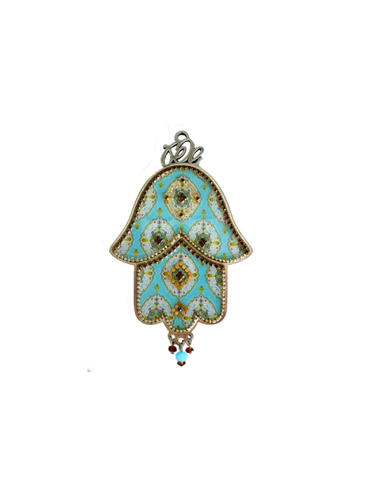 Iris Design Hamsa Wall Plaque Beaded Geometric Design... | Hamsa Hands