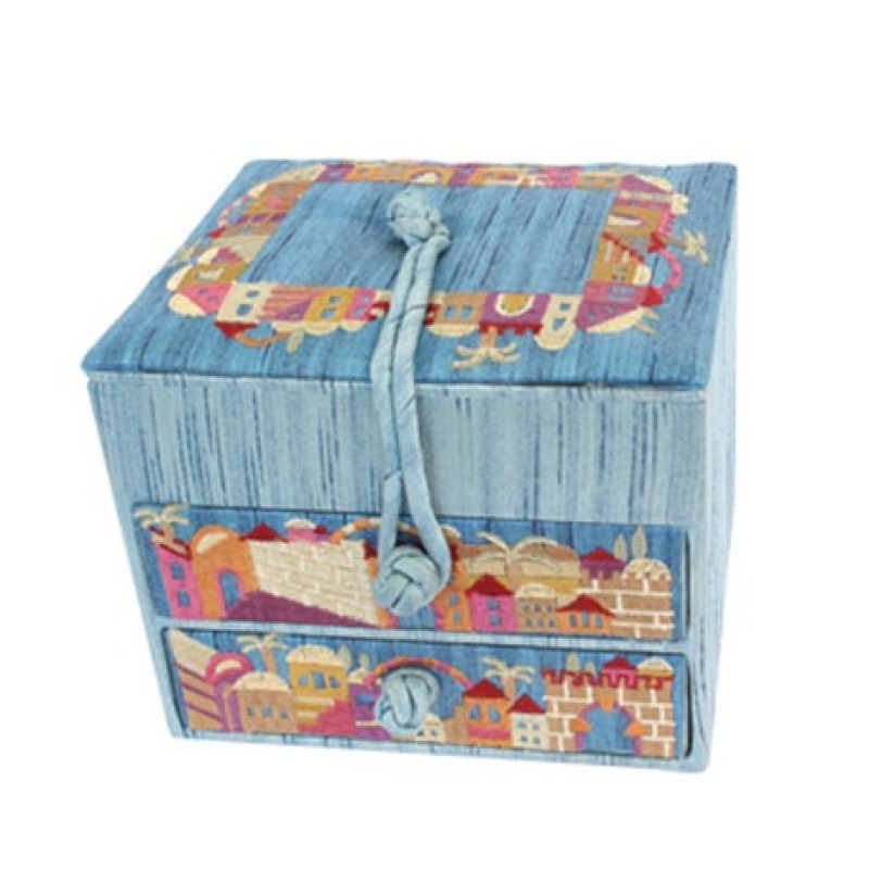 Yair Emanuel Wood Fabric Embroidered Blue J... | Gift Ideas by Emanuel