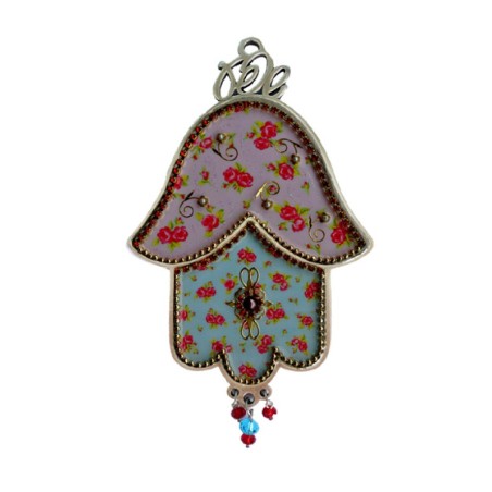 Iris Design Hamsa Wall Plaque Romantic Red Roses Design | Hamsa Hands